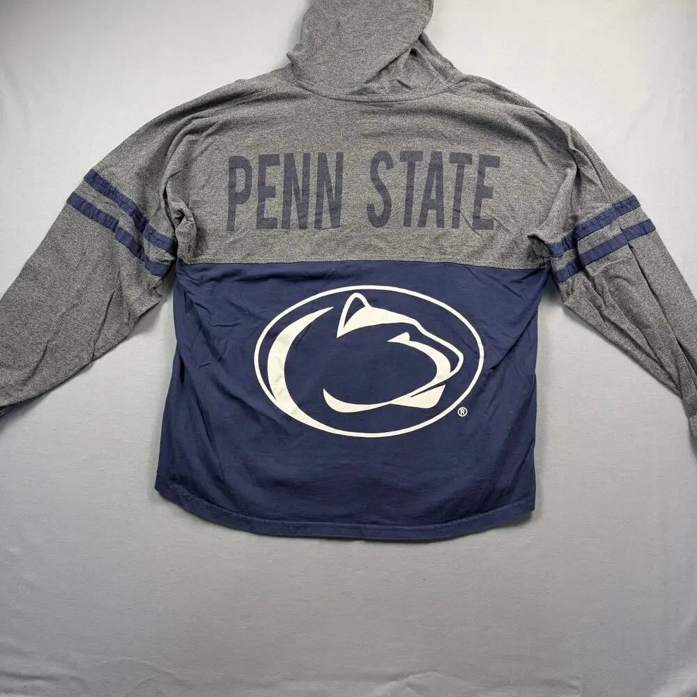 Women's Penn State Hooded Long Sleeve Shirt XL Colorblock PSU Hoodie Loose Fit - Picture 4 of 4
